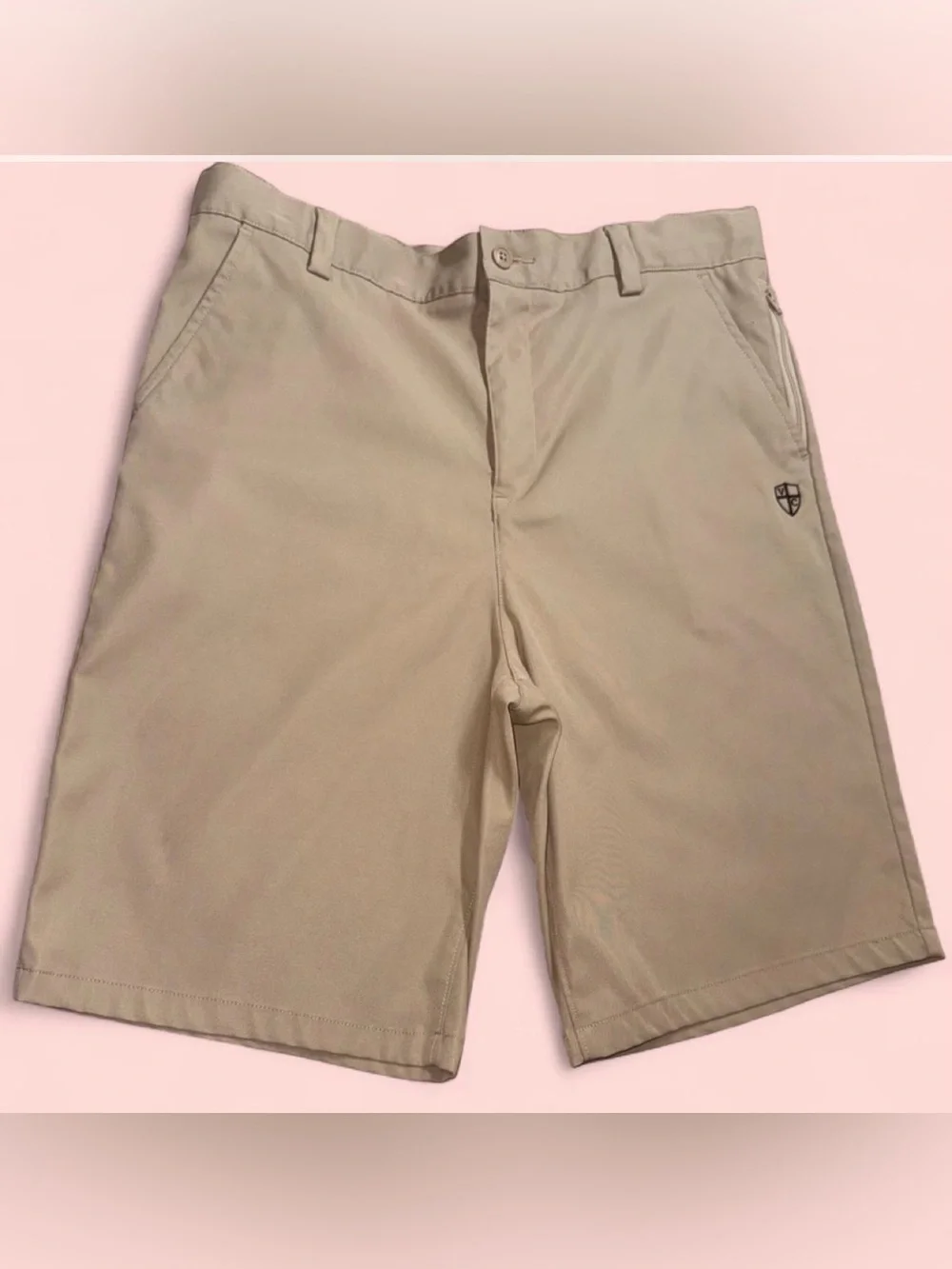 Lands' End Golf Men's Flat-Front Shorts in Khaki. Size 20 (32)